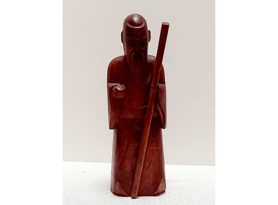 Vintage Hand Carved Asian Figure Wood Sculpture