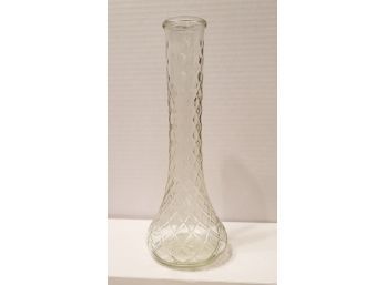 Vintage Hoosier Lattice Quilt Glass Bud Vase Excellent Condition 9h