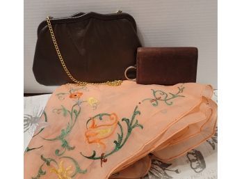 Vintage Clutch And Accessory Lot Including Ande And Coach