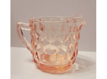 Vintage Pink Depression Glass Patterned Creamer Excellent Condition 3 1/2h