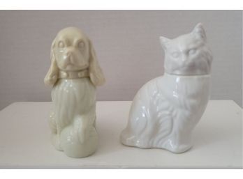 A Pair Of Cuties! Vintage Avon Cat And Dog Perfume Bottles