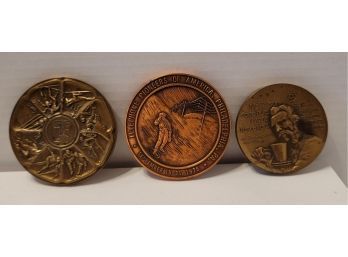 Vintage Commemorative Bronze And Copper Medal Lot Including The 1980 Winter Olympic Games Lake Placid