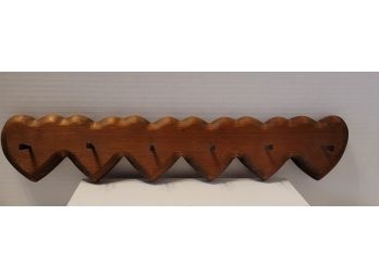 Vintage Hand Made Wooden Coat/hat Rack With Penny Nails