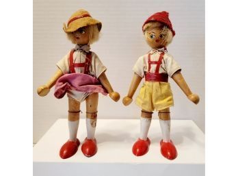 Put Your Skirt Down! Needs A Press Vintage Wooden Peg Dolls Poland? Germany? In Good Vintage Condition