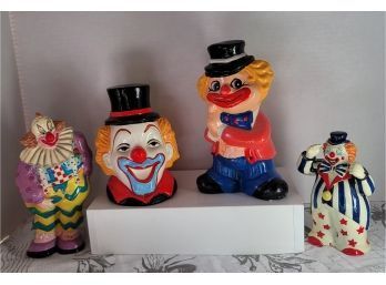 Vintage 80s Clown Banks Plastic And Ceramic All In Great Condition