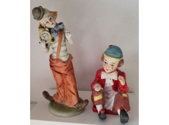 Vintage Pierrot Style Bisque Porcelain Figurines