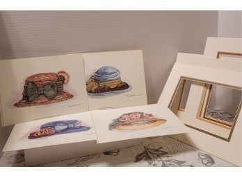 Hats Off To You! Love These! Vintage 1996 Peggy Abrams Prints (8x6) With Matching Mats Excellent Condition