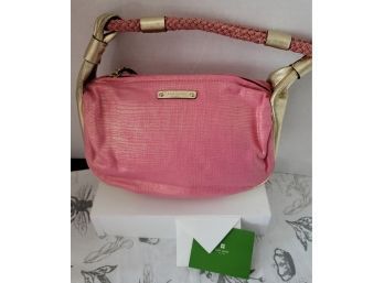 Pretty In Pink! Vintage Authentic Kate Spade Leather And Canvas Handbag