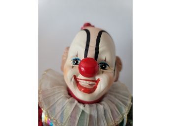 Vintage 1985 Enesco Porcelain Clown With Stand