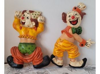 I Don't Know How I'd Feel With These Guys Climbing My Walls! Lol Vintage 70s Homco Plastic Clown Plaques