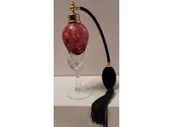 Vintage Royal Limited Hand Blown Pink Swirl Art Crystal Atomizer Perfume Bottle