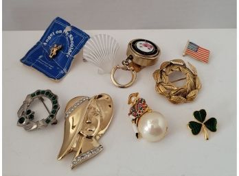 Vintage Brooch Tack And Keychain Lot THAT LADY WITH THE HAT!