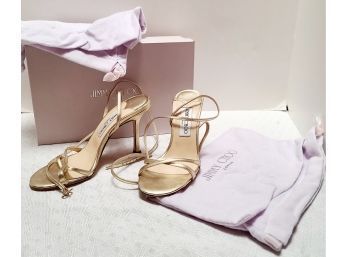 Authentic Jimmy Choo London Strappy Gold Heels 36