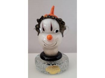 Is He Staring At Me!! Vintage MC Barbini Murano Art Glass Clown Art Glass Paperweight