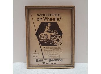 Vintage Framed Harley Davidson Ad 1930