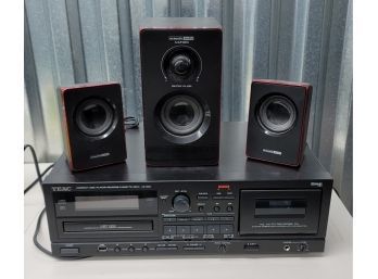 Like New! Teac AD-800 CD/Cassette Player With USB And Acoustic Audio 2100 Speakers