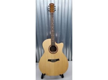 Beautiful Peal Solid Wood Acoustic Guitar With Gig Bag Excellent Condition!