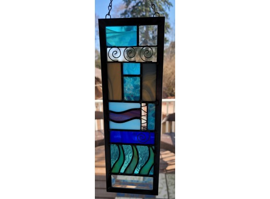 Beautiful Stained Glass Window Pendant By Artist Kathryn Welch 'water Element' Excellent Condition