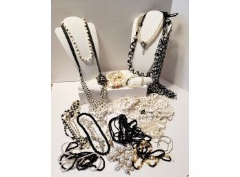 It's Not All Black And White Vintage And Newer Costume Jewelry Lot Great To Excellent Condition!