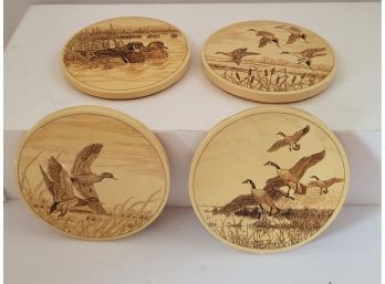 Vintage Hautman Brothers Waterfowl Art Coasters Signed Excellent Condition
