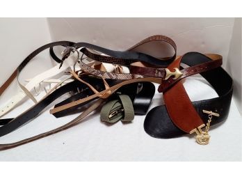 Vintage Belts Including Leather And Brass Mainly 1970s