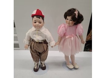 The Little Rascals Darla And Spanky Vintage Hamilton Collection Dolls With Stands