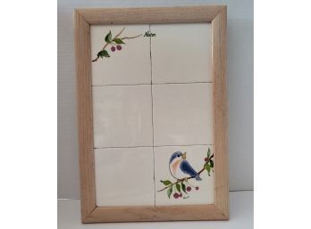 Super Cute Signed Hand Painted Tile Note Board From CA. 10x14 Great Condition