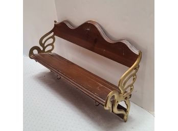 OBSESSED Vintage Wood And Brass Swan Wall Shelf