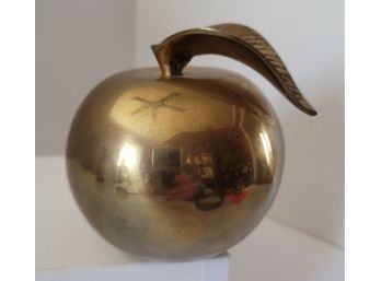 For The Best Teacher Vintage Brass Apple Paperweight 4inh Good Condition