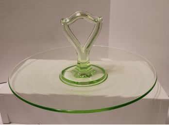 Vintage Uranium Glass Dessert Platter Great Condition