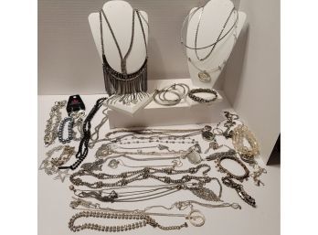 Silver Tone And Bling Costume Jewelry Lot Including NWT