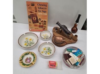 Vintage Ashtrays Incl Limoges And A CANNON