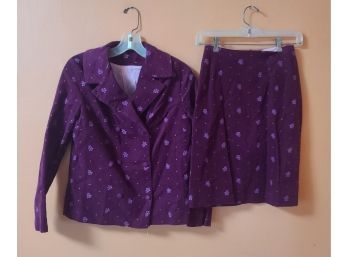 70s 2 Piece Corduroy Aline Skirt And Jacket Set