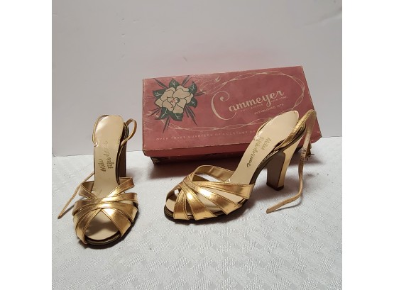 NOOOO WHY DONT THESE FIT ME Vintage Fifth Avenue Gold Lace Up Heels