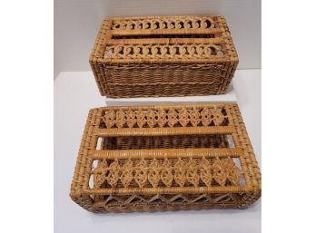 Stop Crying...I Found Them! Vintage MCM Wicker And Rattan Tissue Box Holders Great Condition!