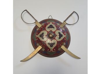 THIS COOOL Hanging Brass Swords And Shield
