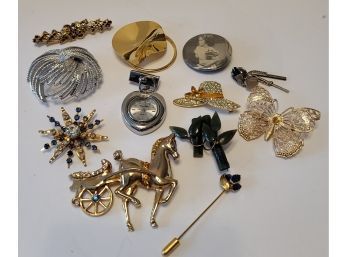 Vintage Brooch, Pin, Tie Tack And More Lot Incl Jade, Monet, Germany And More. Excellent Condition