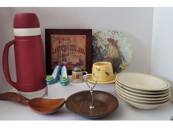 Kitchen Stuffs Incl Vintage Thermos, Stoneware And More!