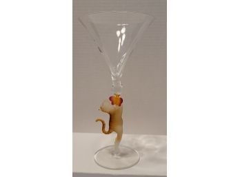 Where Are My Kitty Lovers! Hand Made Yurana 'Butterfly Chasing Kitty' 3D Martini Glass