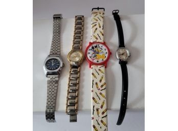 Vintage Timex And Lorus Watch Lot Incl Mickey And Pluto Untested