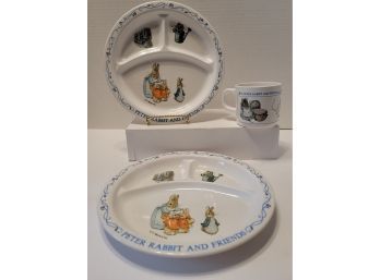 Here Comes Peter Cottontail...Vintage Eden Peter Rabbit & Friends F. Warne & Co Divided Dishes And Cup Lot