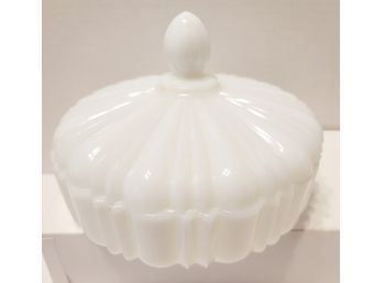 Vintage 70s Old Cafe Milk Glass Candy Dish By Anchor Hocking