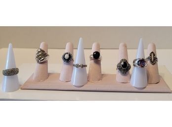 Vintage And Newer Sterling Ring Lot Including Taxco And Other Signed