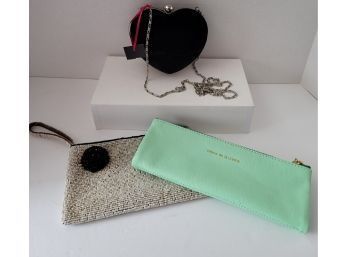 Evening And Clutch Lot Including NWT Velvet Bag And Leather Anthropologie