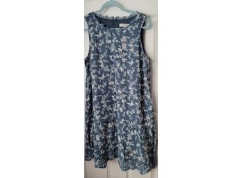 Perfect For A Romantic Picnic! NWT Loft Eyelet Dress Size L Fully Lined Excellent Condition