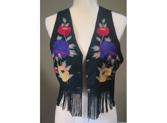 FESTIVAL READY 1990s Contempo Casuals Fringed Cropped Vest