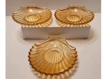 Vintage Carnival Glass Clam Shell Dishes Great Condition Need Cleaning