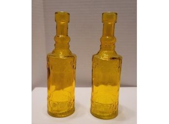 Throw Some Posies In These Vintage Yellow Depression Glass Bottles Excellent Condition