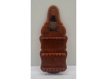 Vintage Wall Mount Wooden Spoon Display With Pineapple