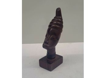 Wooden Carved Signed African Bust